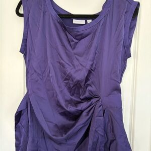 New York & Company Women Medium Satin Tie Cowl Neck Sleeveless Purple Blouse